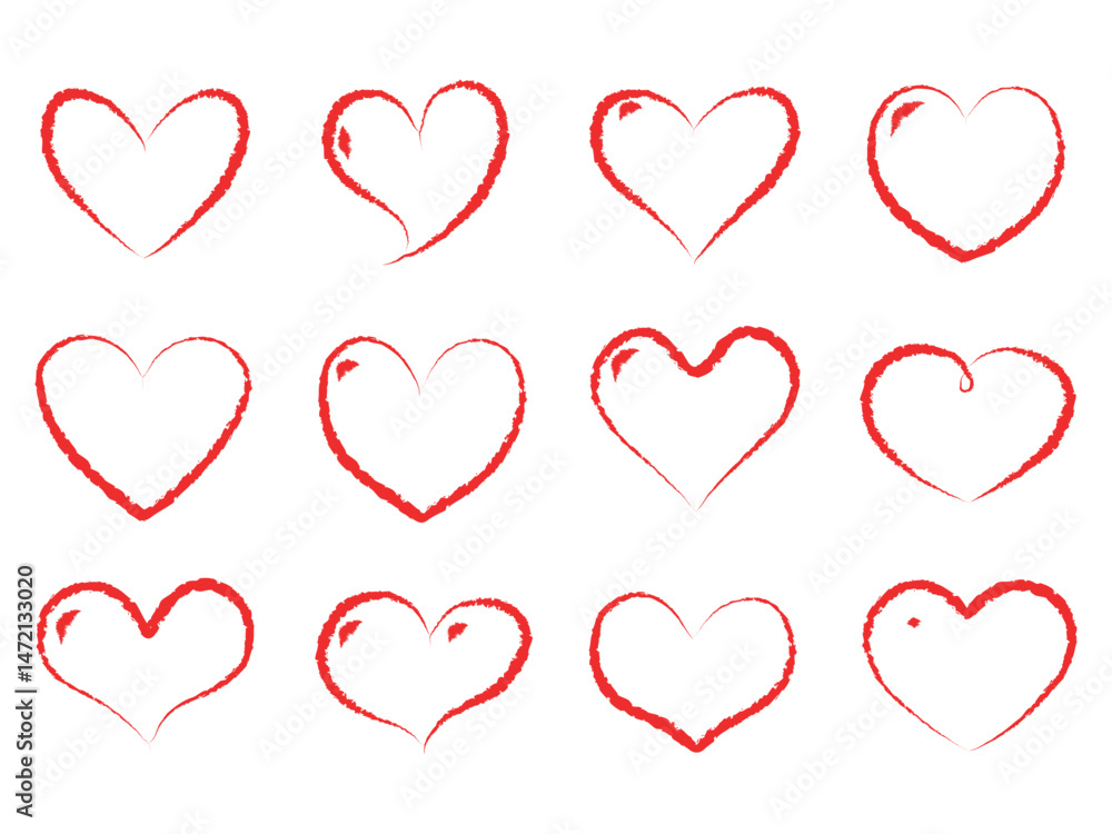 Heart Doodle Vector Red Black Hand Drawn Love Sketch Icons Heart Doodle Vector Red Black Hand Drawn Love Sketch Icons