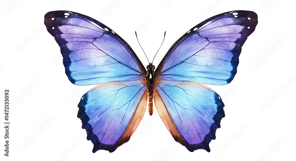 Fototapeta premium Butterfly with blue and purple watercolor wings