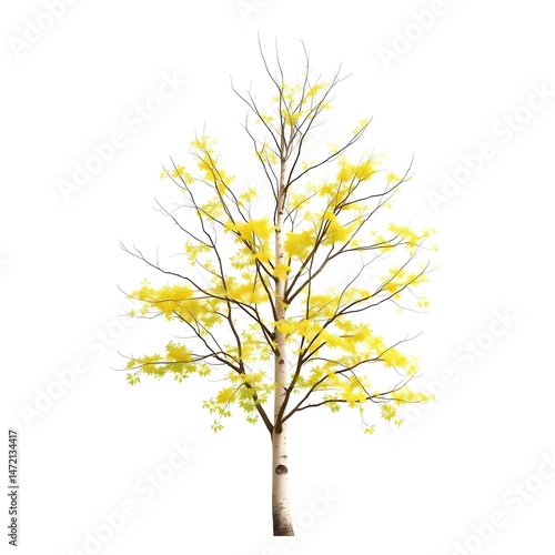 birch tree isolated on white background