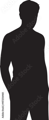 Man Silhouette Vector Illustration of Standing Figure Perfect for Fashion, Strength, and Male Character Designs