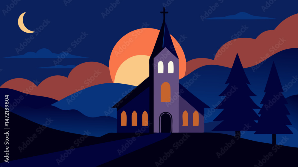 Naklejka premium church in the night