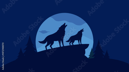 wolf howling at the moon