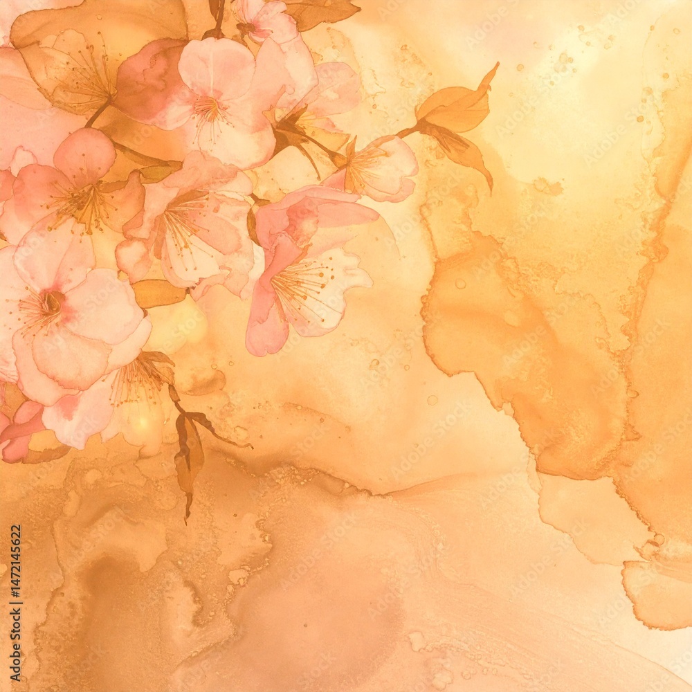 Fototapeta premium Painting Cherry blossoms - Japanese cherry - Sakura floral in soft color over blurred nature background