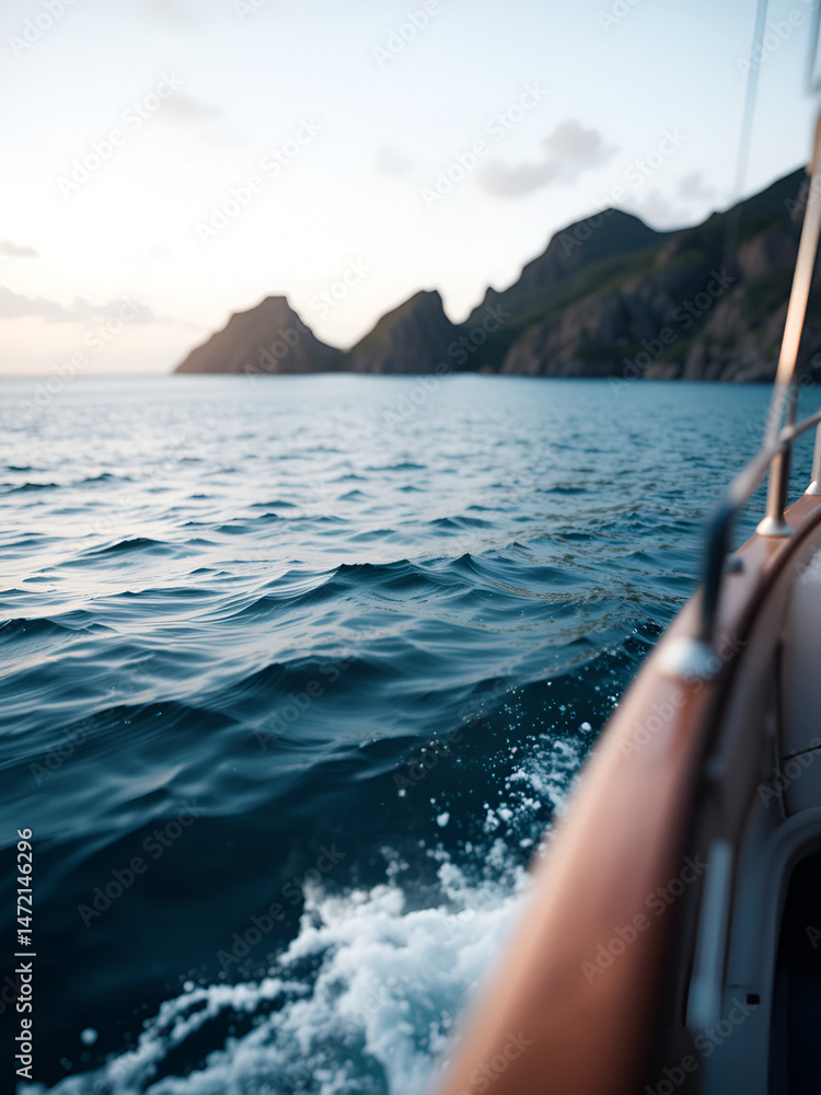 Fototapeta premium Out of focus seascape from a boat. Selective focus
