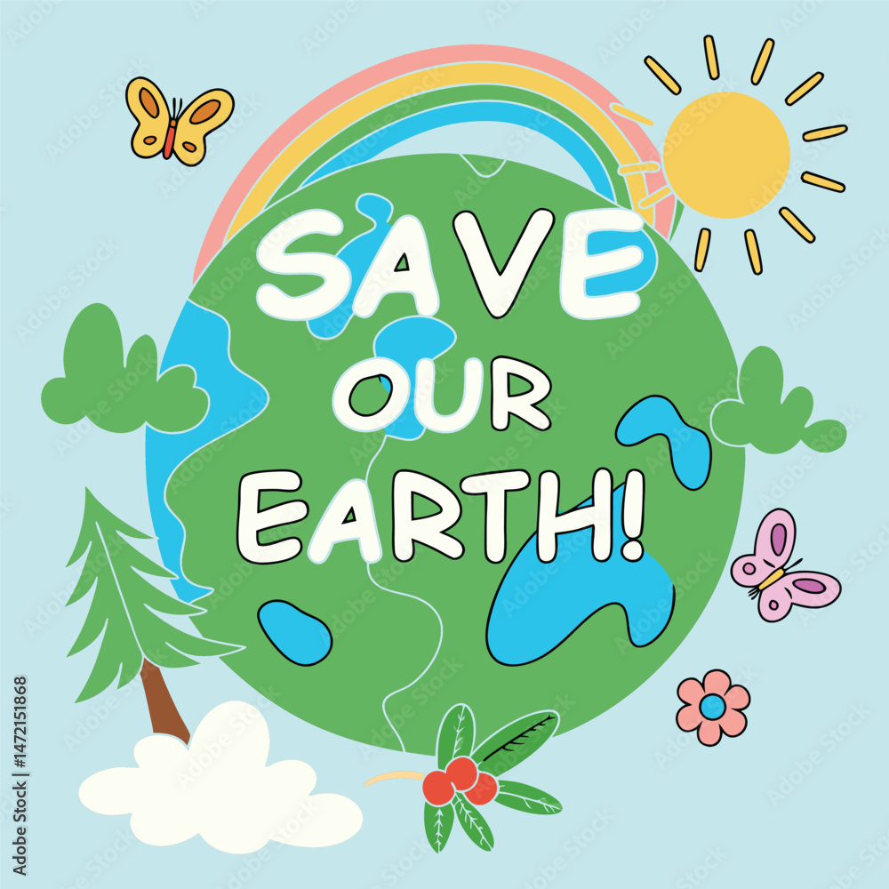 Fototapeta premium Save Our Earth Concept Illustration 02