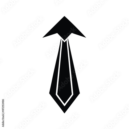 Minimalist black and white graphic illustration of a modern geometric necktie suitable for business and formalwear