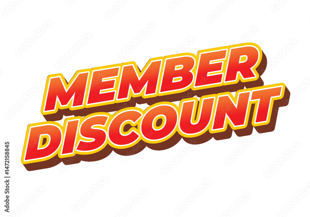 Fototapeta premium Member discount. Bold text effect for promotion design