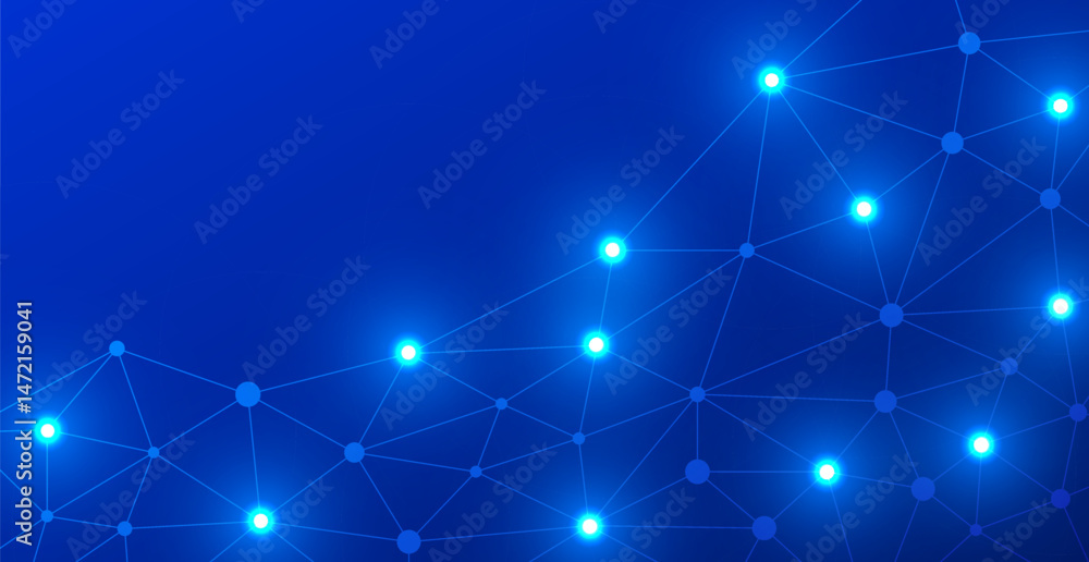 Fototapeta premium Blue Network Connection Technology Background. Vector Illustration. Abstract Business Wallpaper. Banner