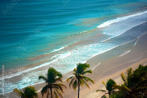 Blue Lagoon on a beautiful wild beach with palm trees