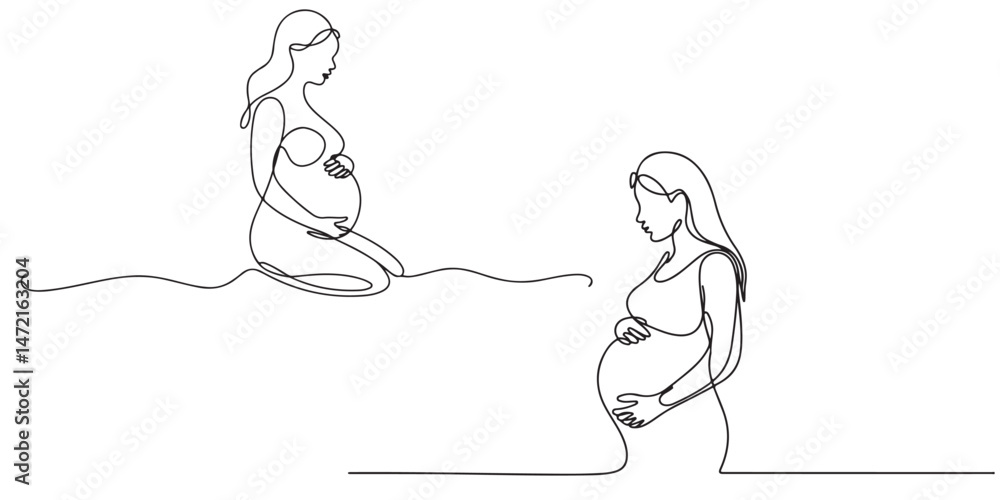 Pregnant Woman Silhouette Continuous One Line Drawing Minimalist Art, Pregnant Woman One Line Drawing Minimalist Art Pregnant Woman Silhouette Continuous One Line Drawing Minimalist Art, Pregnant Woman One Line Drawing Minimalist Art