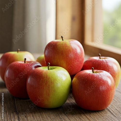red apples on a wooden table