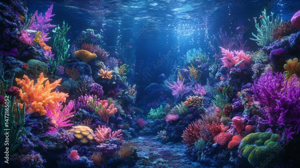 Naklejka premium Vibrant Coral Reef Underwater Scene