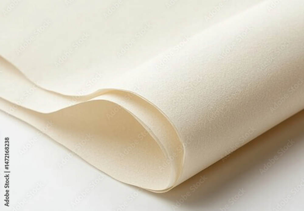 Cream-colored paper sheets elegantly rolled, showcasing a soft, textured surface with subtle light reflections, ideal for minimalist design or branding projects. : Generative AI Cream-colored paper sheets elegantly rolled, showcasing a soft, textured surface with subtle light reflections, ideal for minimalist design or branding projects. : Generative AI