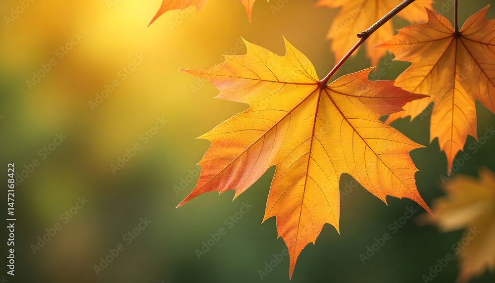 Close-up of vibrant autumn maple leaves on a branch, illuminated by the sun's warm glow. Close-up of vibrant autumn maple leaves on a branch, illuminated by the sun's warm glow.