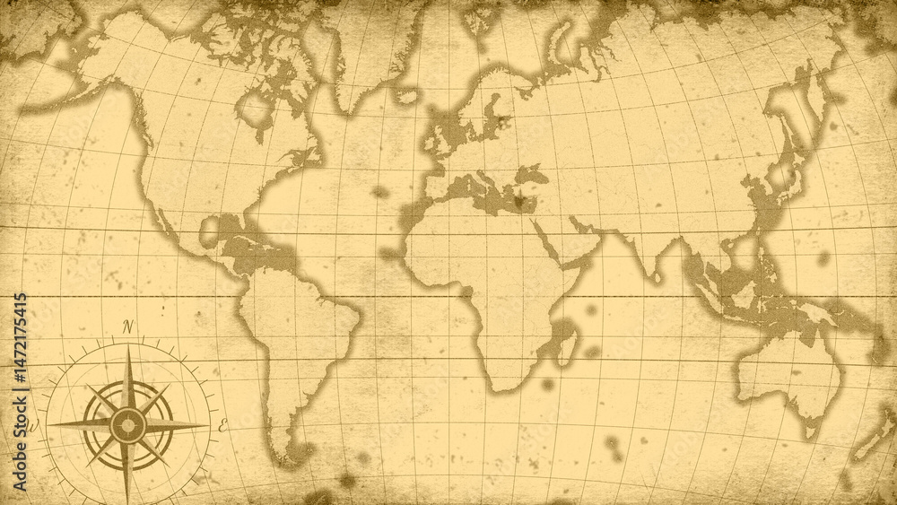 Obraz premium アンティーク調の世界地図背景素材