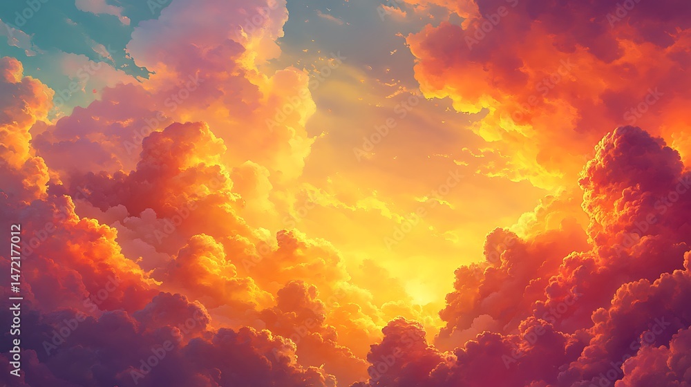 Fototapeta premium Vibrant Sunset Sky Cloudscape. (1)