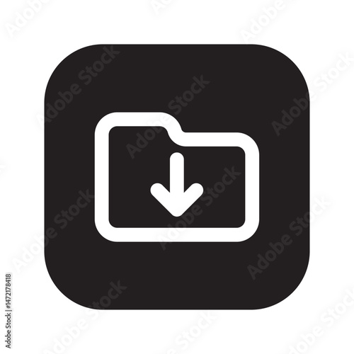 Vector illustration of download icon, isolated file download symbol, software download icon, upload icon, download icon as template for web page design, site or mobile app.