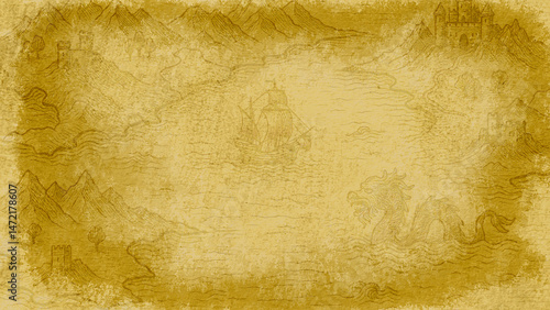 Canvastavla 中世ファンタジー風・冒険地図イラスト素材