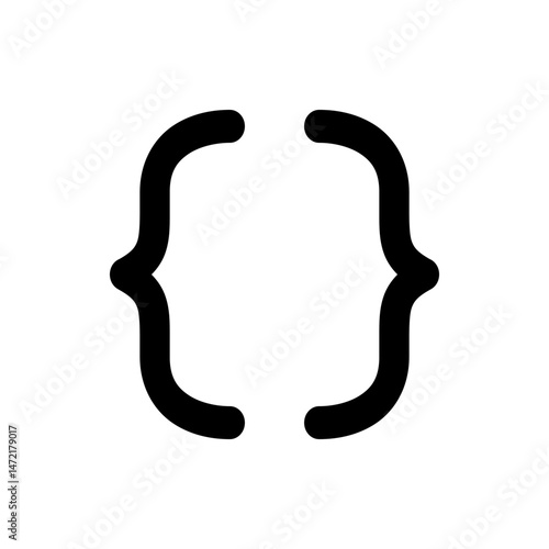 Illustration of a pair of black curly brackets facing each other on a white background in simple style