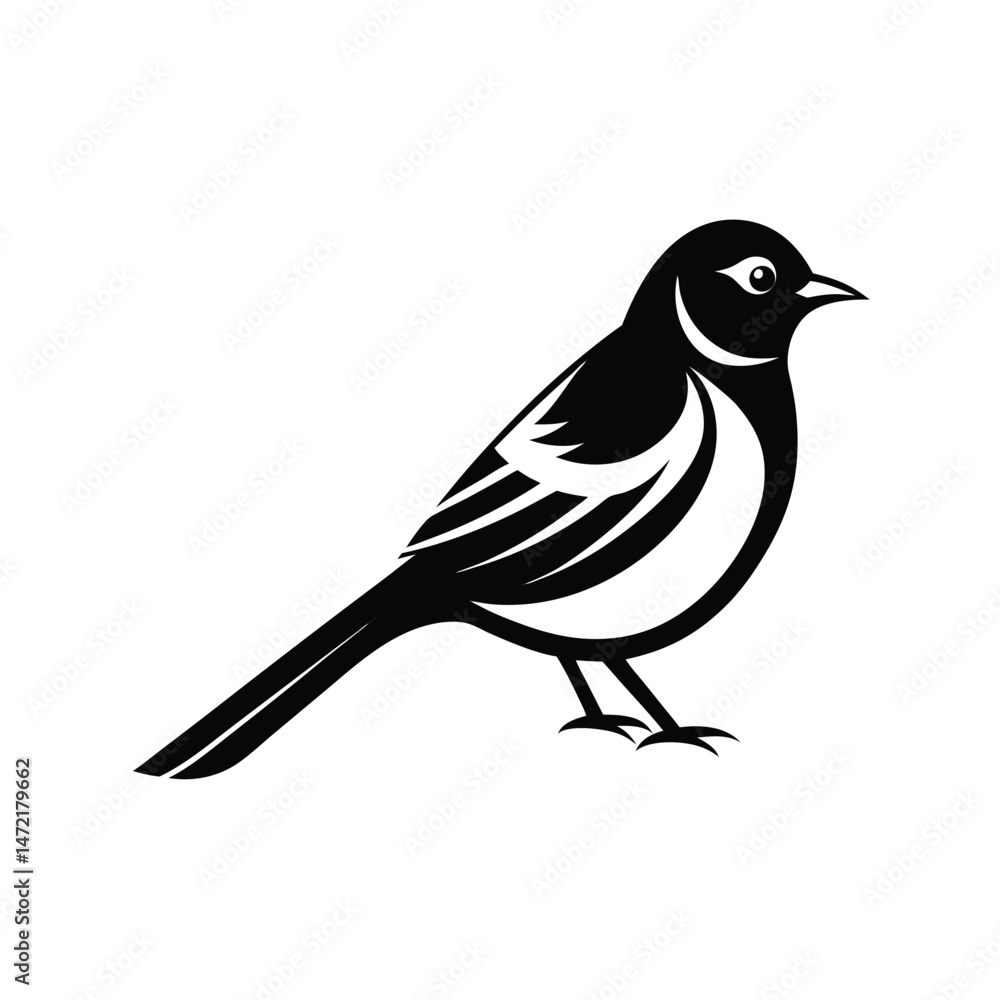 Obraz premium Sleek black and white illustration of a bird depicted in a minimalist and modern vector design
