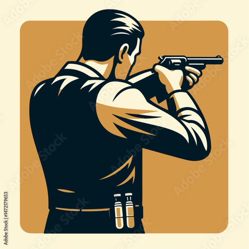 illustration of someone shooting with a gun 