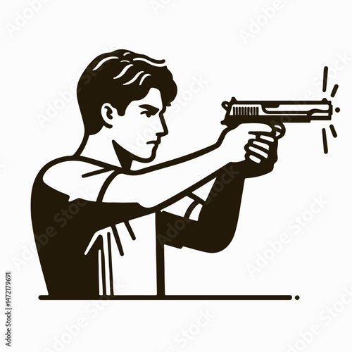 illustration of someone shooting with a gun 