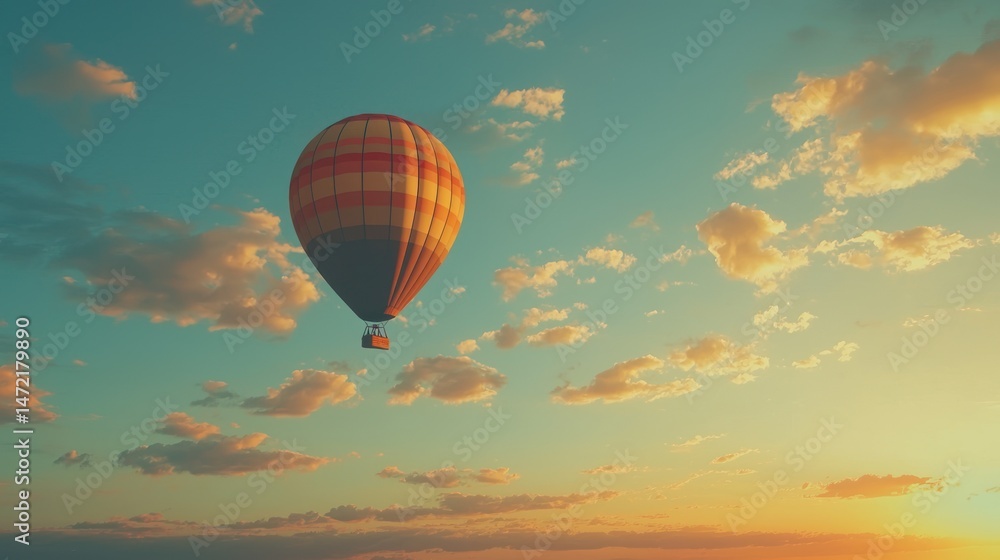 Fototapeta premium Animated icon of a hot air balloon rising