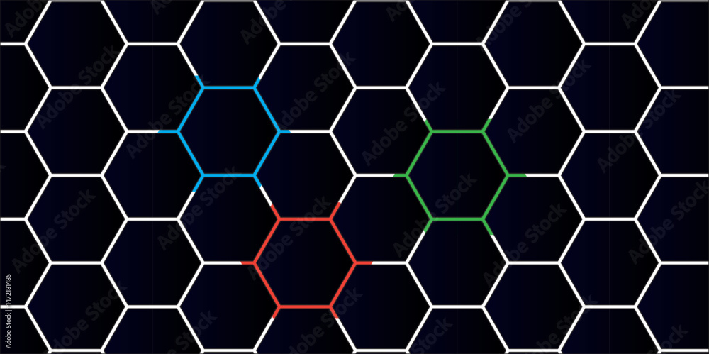 Abstract blue hexagonal mesh background shows a seamless vector pattern with a geometric honeycomb design and a technology grid texture Abstract blue hexagonal mesh background shows a seamless vector pattern with a geometric honeycomb design and a technology grid texture