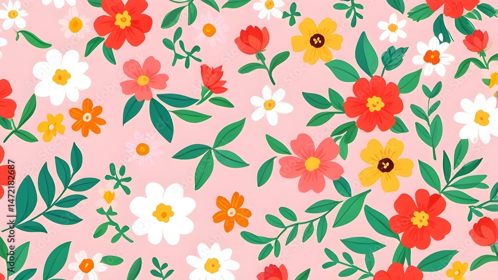 The floral pattern with pink background. The floral pattern with pink background.