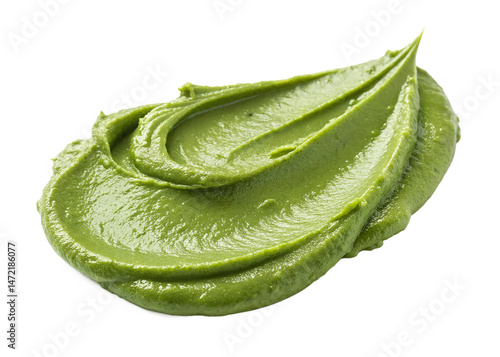 smear of delicious pistachio paste on white background