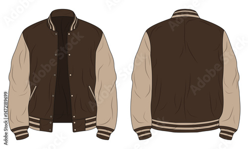 Varsity streetwear jacket front and back view