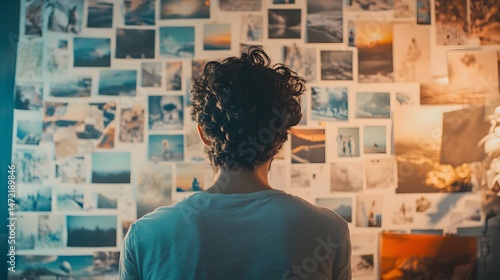 Person creating a vision board filled with images of their goals