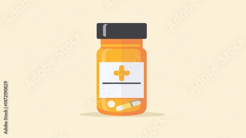 Animated icon of a prescription bottle with a label