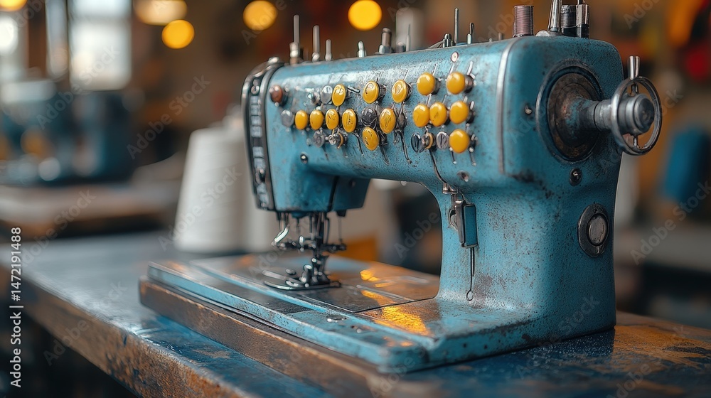 Fototapeta premium Close-up of a vintage, antique sewing machine.