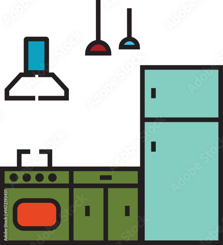 vector illustration of kitchen furniture