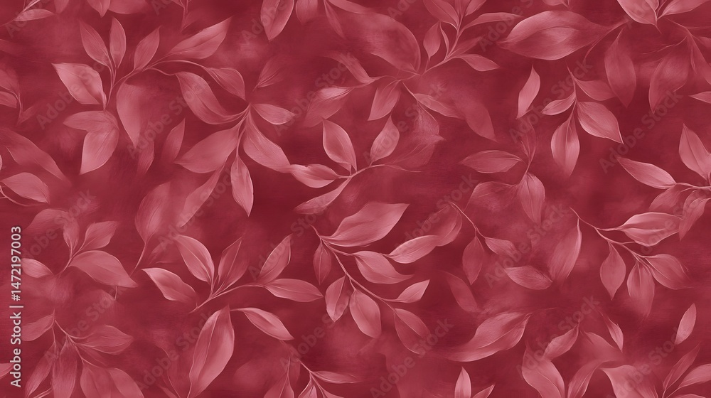 Decorative burgundy fabric design with leaf pattern. Decorative burgundy fabric design with leaf pattern.