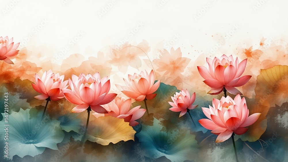 Fototapeta premium Coral Lotus Arch Bouquet
