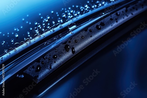 Wallpaper Mural Close-up view of a car windshield wiper blade with water droplets Torontodigital.ca