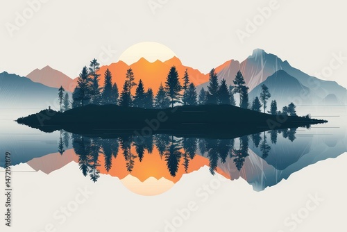 Serene Island Sunset Reflection