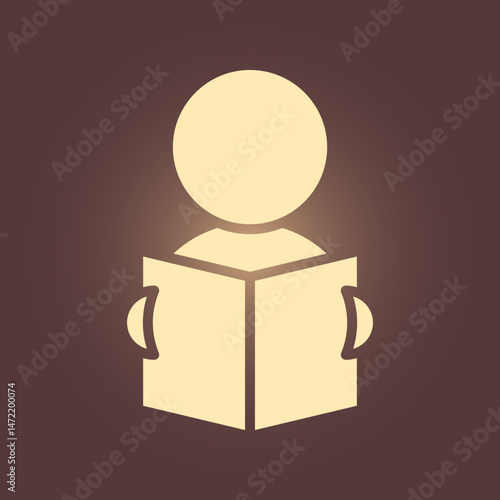 Reading trendy icon stately abstract vector illustration colorful artwork lovely design