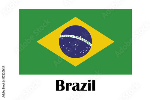 brazil national simple flag, brazilian state flag vector illustration