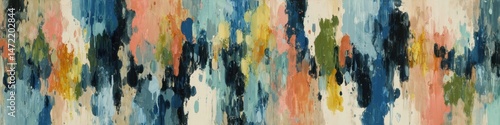 Vibrant abstract painting with mixed color strokes.