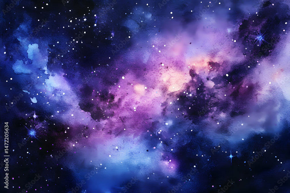 Fototapeta premium Stunning Abstract Galaxy Background with Deep Purple and Starry Elements