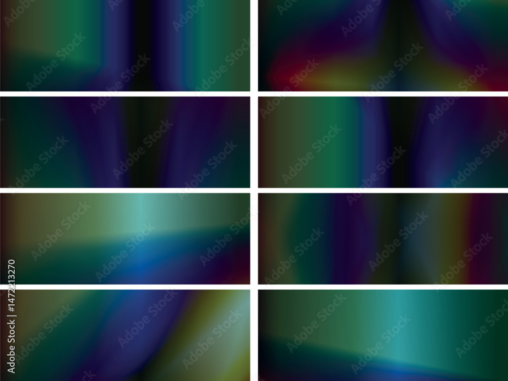 Obraz premium Collection of dark iridescent gradient bars, rich and mysterious, abstract set