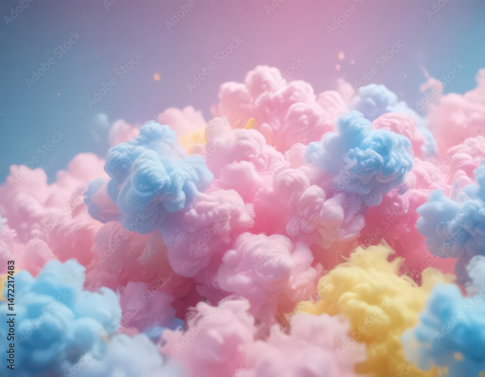 Fototapeta premium Fuzzy pink blue yellow blend, ethereal cotton candy effect , effect, screen, pastel
