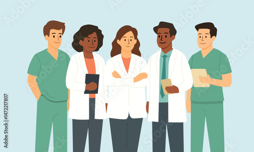 Diverse Medical Professionals Team Illustration