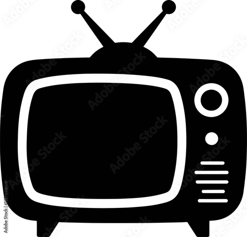 Retro tv icon on white background. Flat style. Vector illustration.