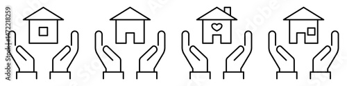 The Symbol of the company for the construction repair and maintenance of the house. Home icon set. Vector illustration. 
