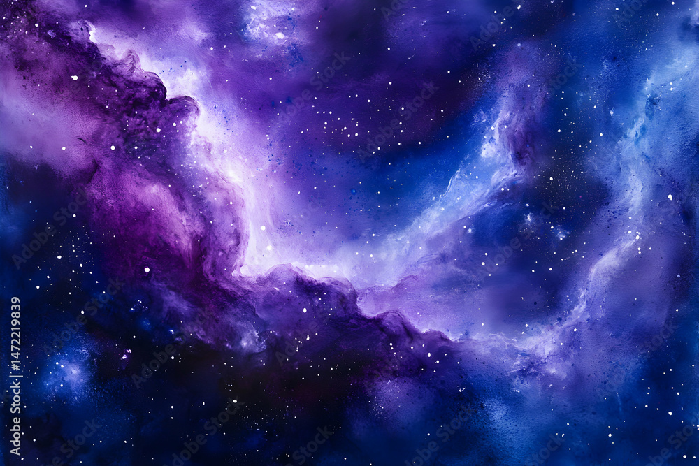 Fototapeta premium Stunning Purple Cosmic Nebula with Stars and Galactic Swirls