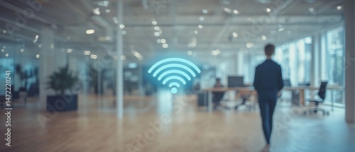Fototapeta Naklejka Na Ścianę i Meble -  Wireless Network in Modern Office Space